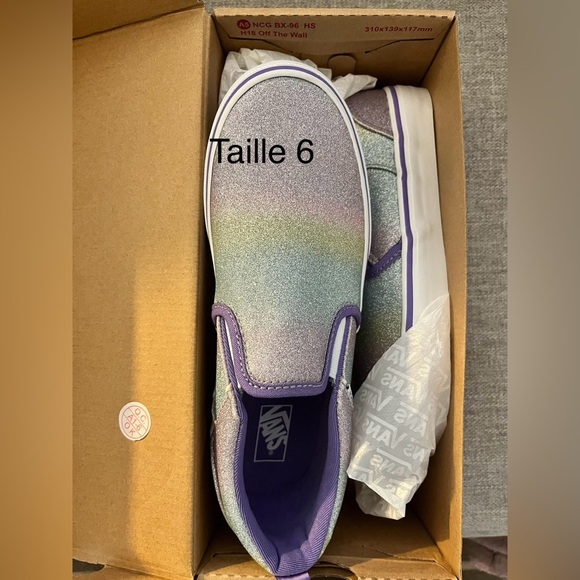 Vans Asher Rainbow Glitter Pastel pour filles, taille 6 - Picture 2 of 3